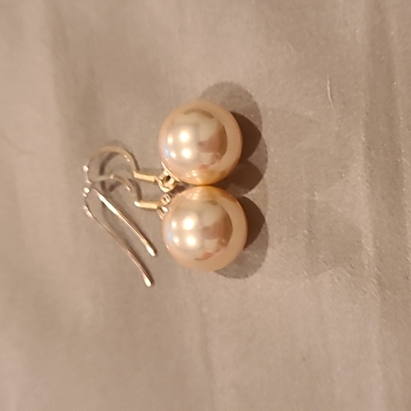 Pearl drop sterling silver drop earrings - Picture 3 of 4